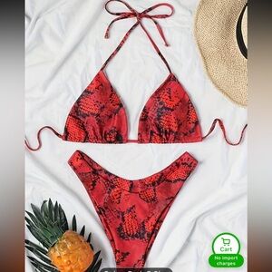 Red Snakeskin Bikini